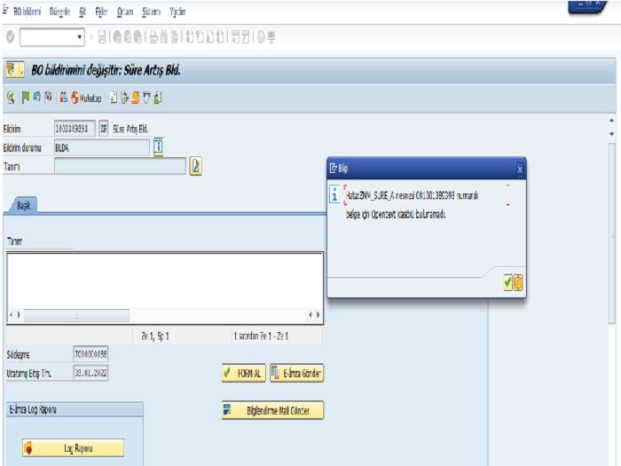 SAP süre artış bildiriminde E-imza hatası ?